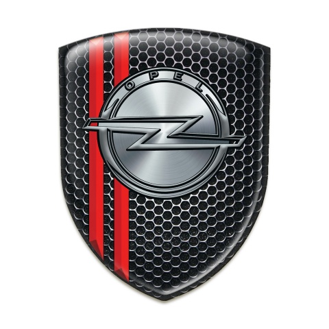Opel Silicone Emblem Perforated Steel with Red Lines Style 