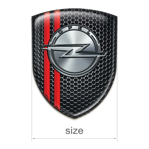 Opel Silicone Emblem Perforated Steel with Red Lines Style 