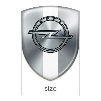 Opel 3D Gel Emblem Silver with White Ribbon Edition 