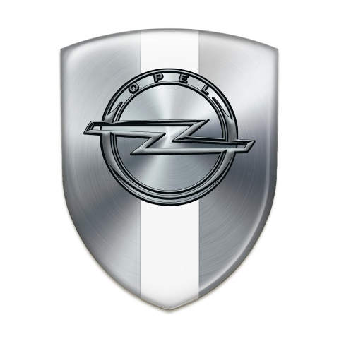 Opel 3D Gel Emblem Silver with White Ribbon Edition 