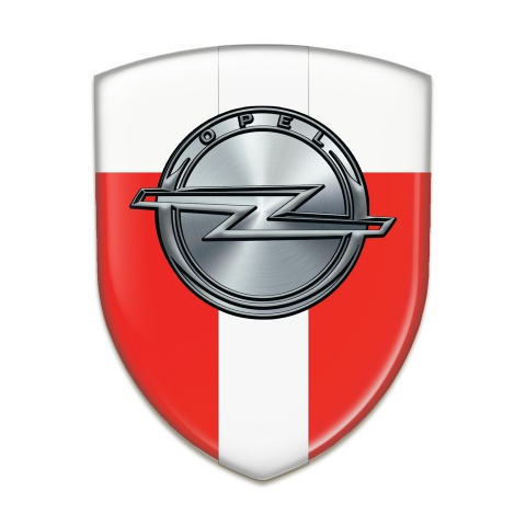 Opel Self Adhesive Car logo Emblem Red White with White Ribbon Edition 
