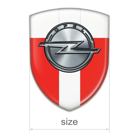 Opel Self Adhesive Car logo Emblem Red White with White Ribbon Edition 