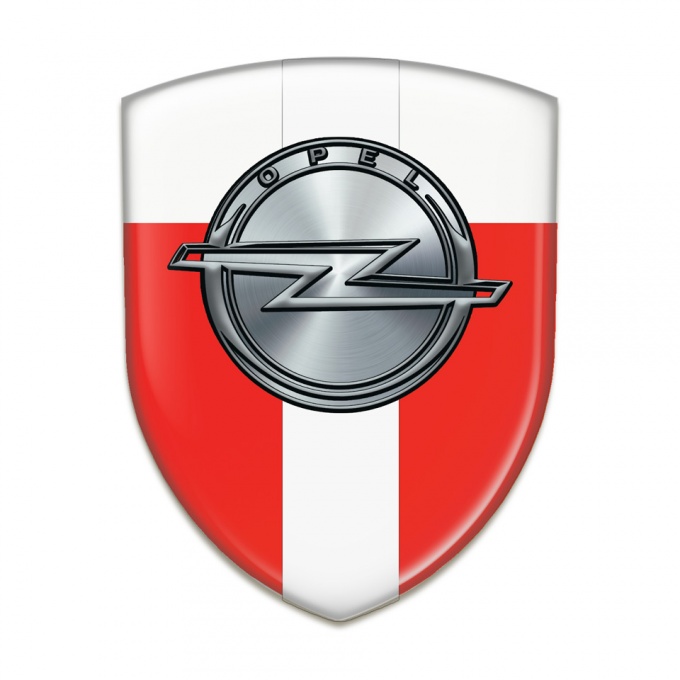 Opel Self Adhesive Car logo Emblem Red White with White Ribbon Edition 
