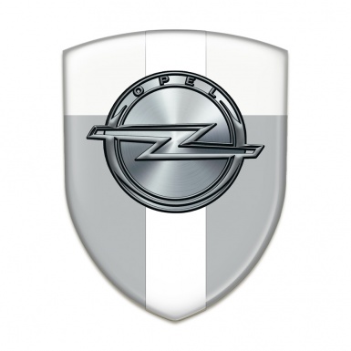 Opel Silicone Car Decal Badge Gray White with White Ribbon Edition 