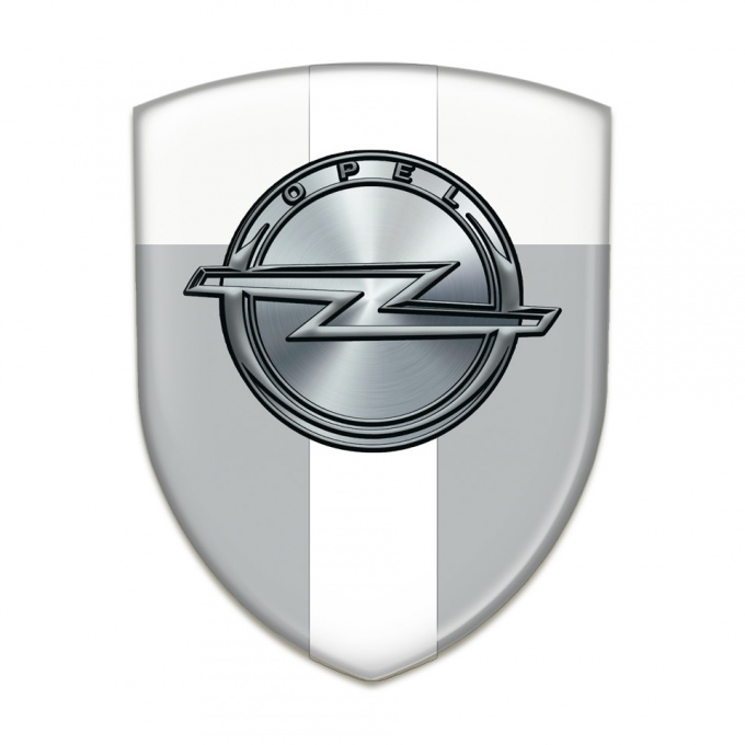 Opel Silicone Car Decal Badge Gray White with White Ribbon Edition 