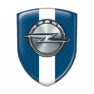 Opel Silicone Car Decal Badge Navy Blue Carbon with White Ribbon Edition 