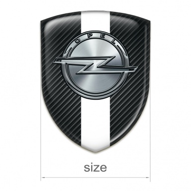 Opel Auto Emblem Black Carbon with White Ribbon 