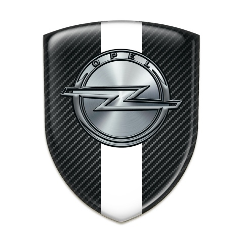 Opel Auto Emblem Black Carbon with White Ribbon 