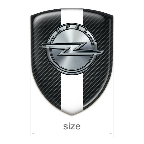 Opel Auto Emblem Black Carbon with White Ribbon 