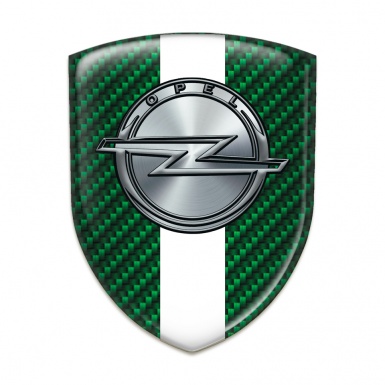 Opel Emblem Badge Logo Green Carbon with White Ribbon 