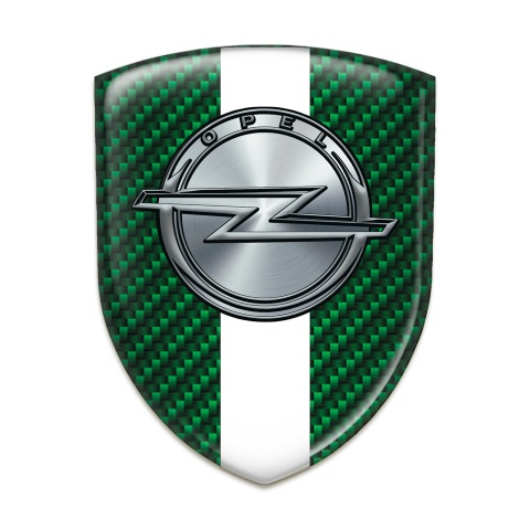 Opel Emblem Badge Logo Green Carbon with White Ribbon 