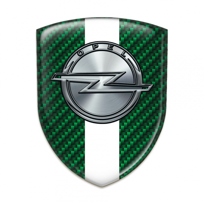Opel Emblem Badge Logo Green Carbon with White Ribbon 