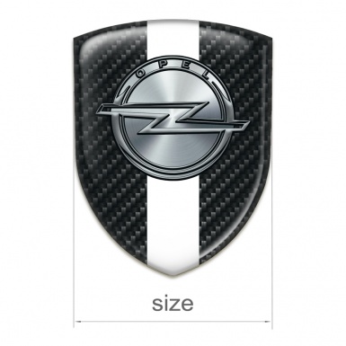 Opel Logo Emblem Dark Carbon with White Ribbon 