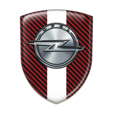 Opel Tuning Emblem Red Carbon with White Ribbon 