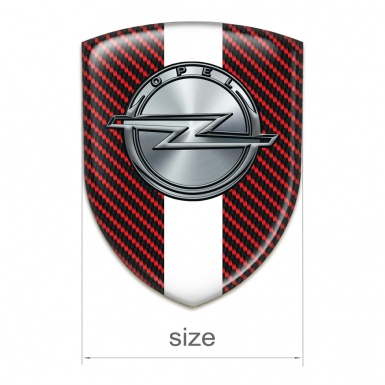Opel Tuning Emblem Red Carbon with White Ribbon 