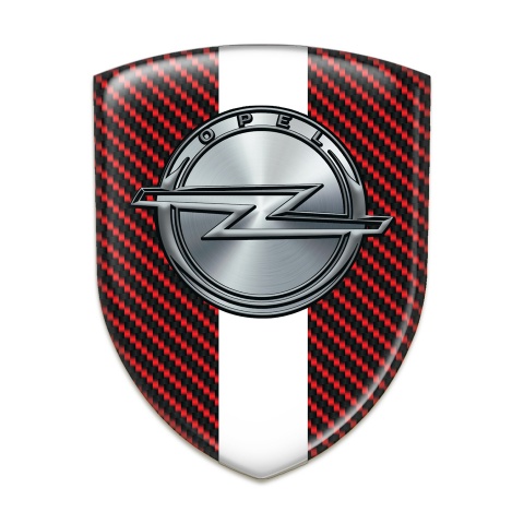 Opel Tuning Emblem Red Carbon with White Ribbon 