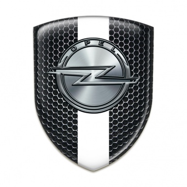 Opel Self Adhesive Emblem Logo Perforated Steel With White Ribbon 