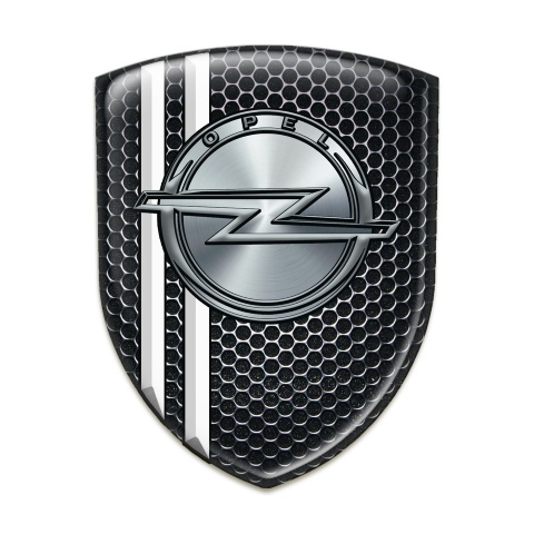 Opel Domed Emblem Perforated Steel with White Stripes Style 