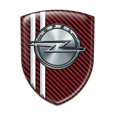 Opel Resin Sticker Red Carbon White Stripes Style 