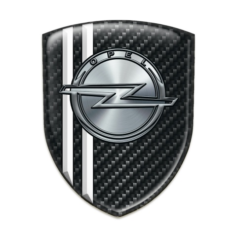 Opel 3D Gel Emblem Dark Carbon White Stripes Style 