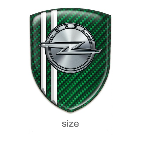 Opel Emblem Exterior Green Carbon White Stripes and Silver Logo 