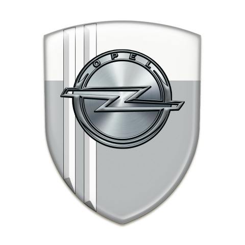 Opel Silicone Car Decal Badge Gray White with White Stripes Edition 
