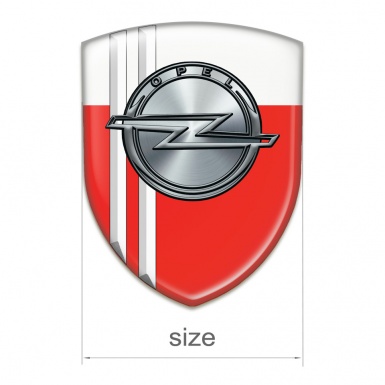 Opel Auto Emblem Red White with White Stripes Style 