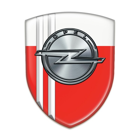 Opel Auto Emblem Red White with White Stripes Style 