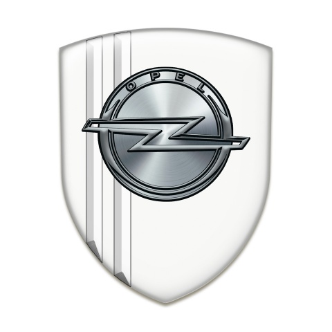 Opel Logo Emblem White Edition Silver Logo 