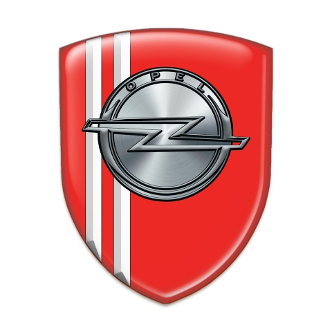 Opel Domed Emblem Red with White Stripes Edition 