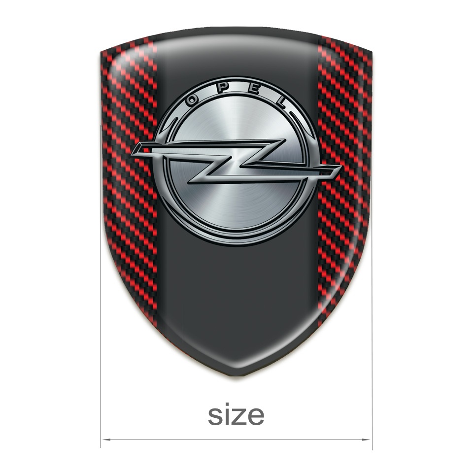 Opel Tuning Badge Red Carbon Version | Domed Emblems | Stickers | X-Sticker