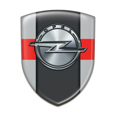 Opel 3D Gel Emblem Greywith Red Band Version 