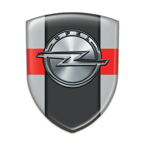 Opel 3D Gel Emblem Greywith Red Band Version 