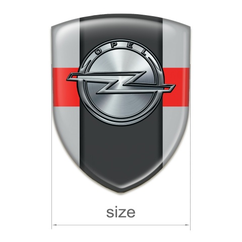 Opel 3D Gel Emblem Greywith Red Band Version 