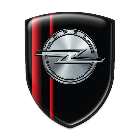 Opel Self Adhesive Emblem Logo Black Base with Red Lines 
