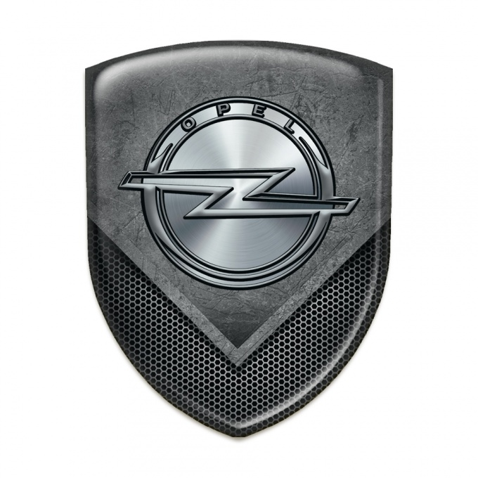 Opel Domed Emblem Scratched Plate with Mesh Mixed Design 