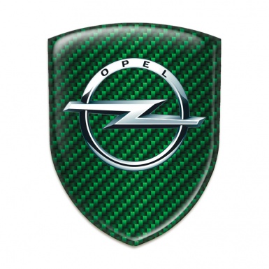 Opel Self Adhesive Car logo Emblem Green Carbon Base Silver Logo 