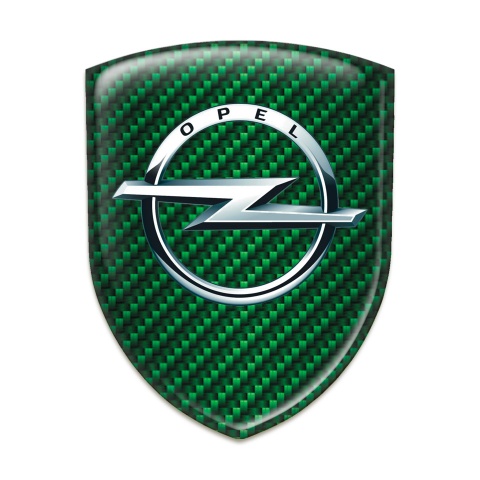 Opel Self Adhesive Car logo Emblem Green Carbon Base Silver Logo 