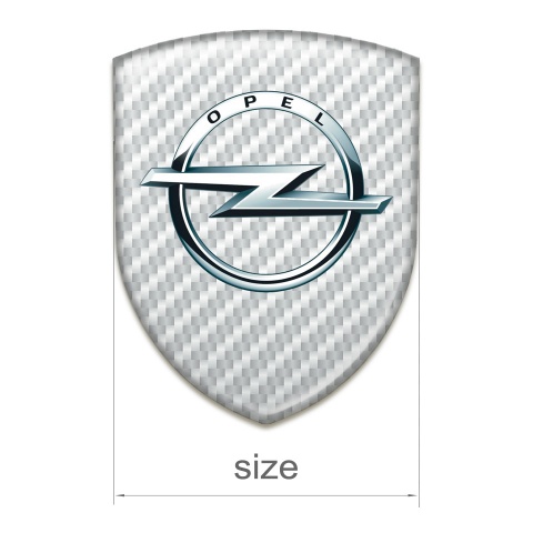 Opel Silicone Car Decal Badge White Carbon Base with Silver Logo 