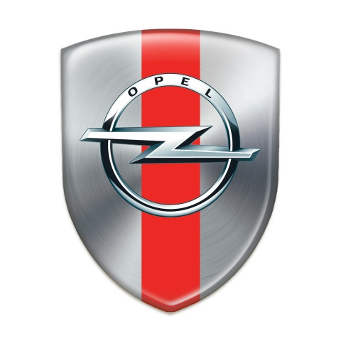 Opel Tuning Emblem Silver with Red band pattern 