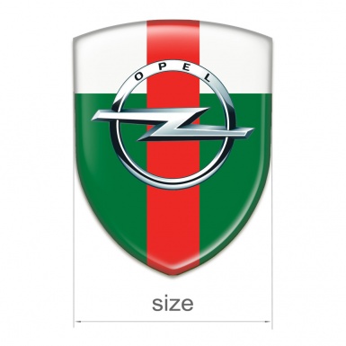 Opel Domed Emblem green White with Red band Pattern 