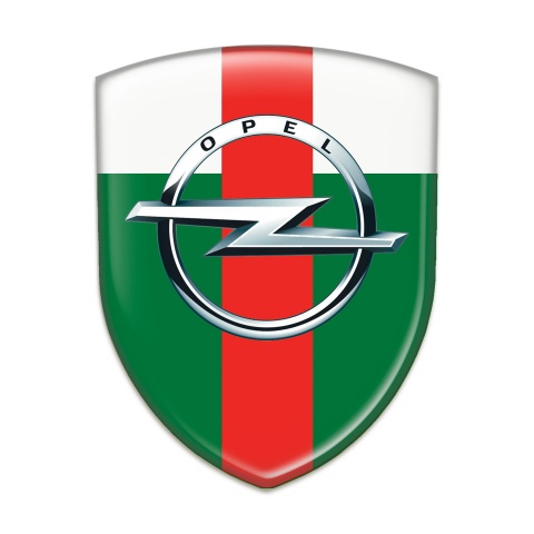 Opel Domed Emblem green White with Red band Pattern 