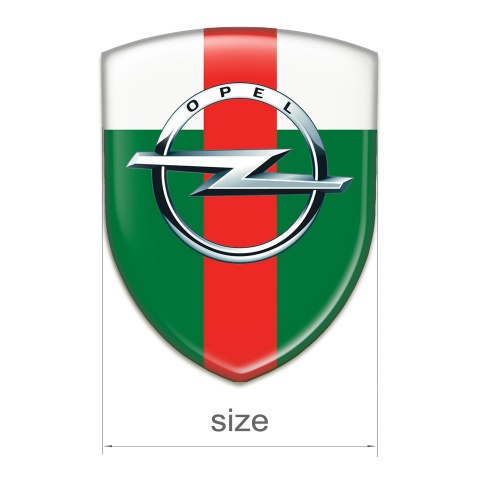 Opel Domed Emblem green White with Red band Pattern 
