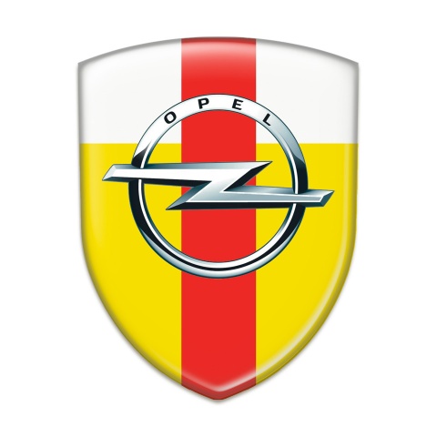 Opel Resin Sticker Yellow White with Red Band Pattern 