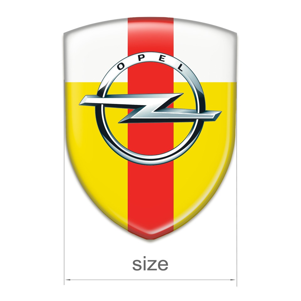 Opel Resin Sticker Yellow White with Red Band Pattern | Domed Emblems ...