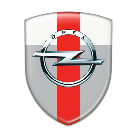 Opel Resin Sticker Grey White with Red Band Pattern 