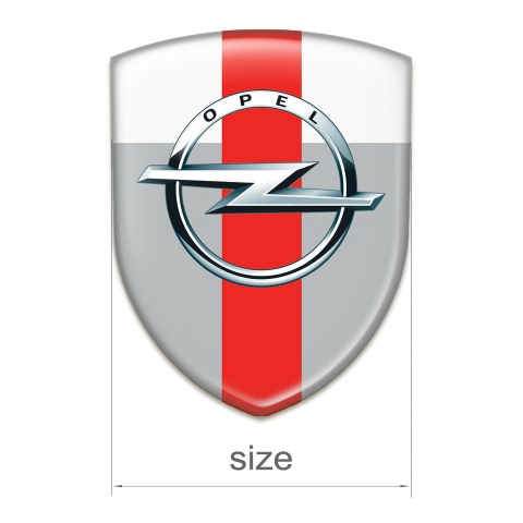 Opel Resin Sticker Grey White with Red Band Pattern 