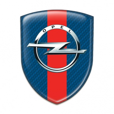 Opel 3D Gel Emblem navy Blue Carbon with Red Band Pattern