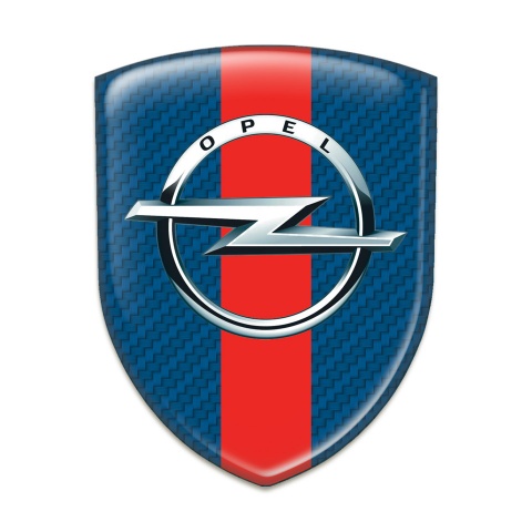 Opel 3D Gel Emblem navy Blue Carbon with Red Band Pattern