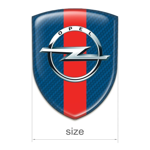 Opel 3D Gel Emblem navy Blue Carbon with Red Band Pattern